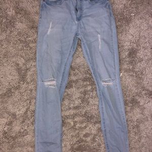 Distressed light wash jeans!